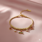 Festive Aura - Luxury Gold Charm Bracelet with Red Hearts & Green Holly | Anti - Tarnish | Xayah