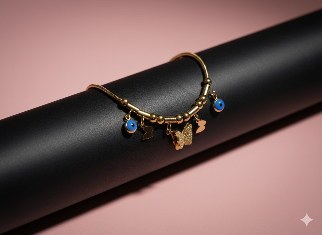 Aura Guardian - Luxury Gold Evil Eye & Butterfly Bracelet |Anti - Tarnish | Xayah