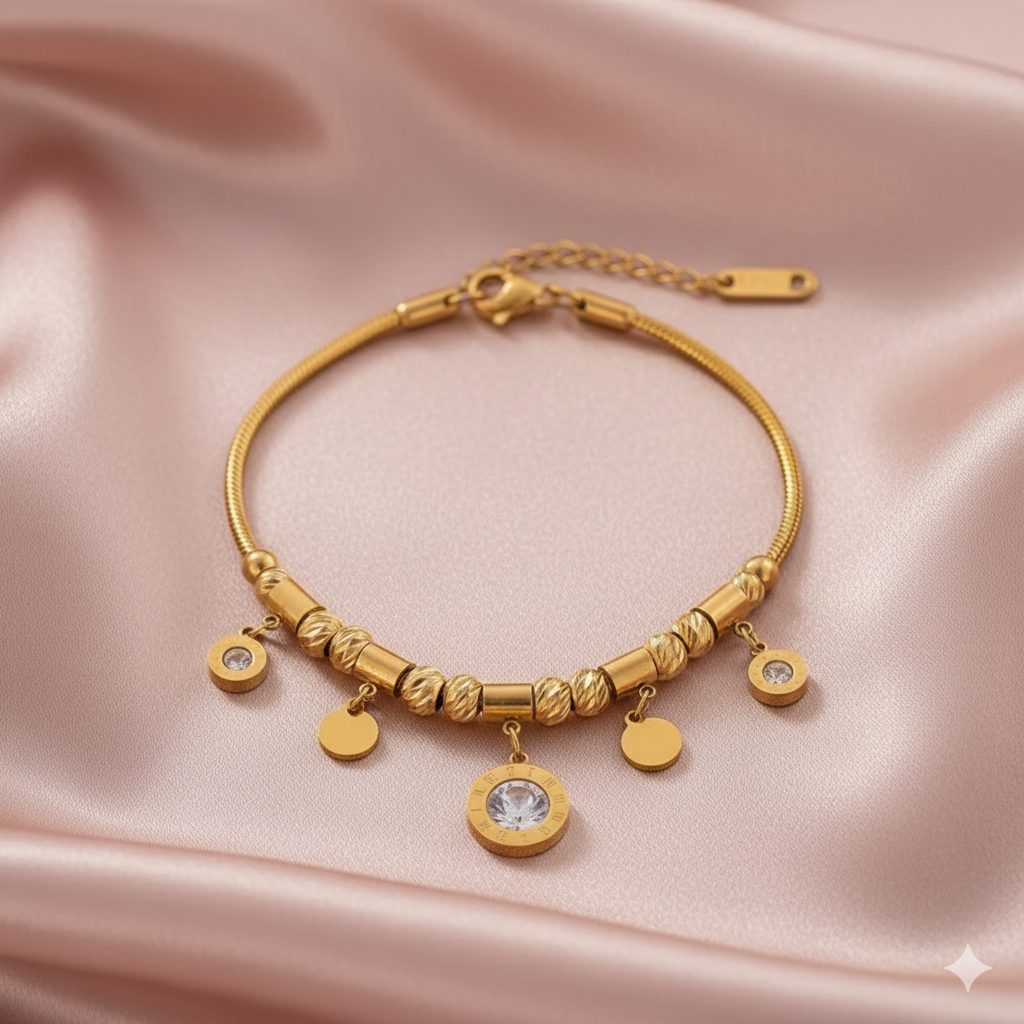 Celestia Gold Charm Bracelet | Minimalist Luxury Jewelry | Anti - Tarnish | Xayah