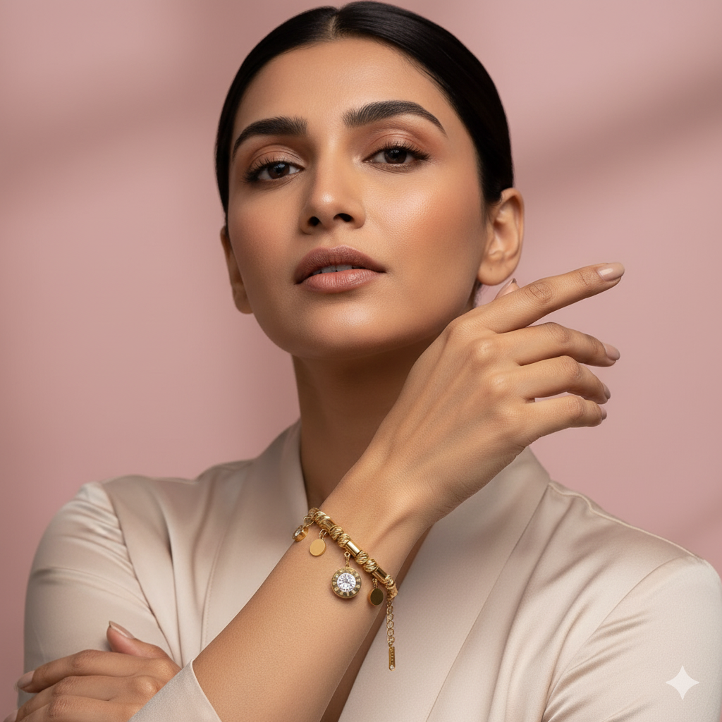 Celestia Gold Charm Bracelet | Minimalist Luxury Jewelry | Anti - Tarnish | Xayah