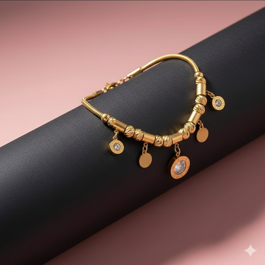 Celestia Gold Charm Bracelet | Minimalist Luxury Jewelry | Anti - Tarnish | Xayah