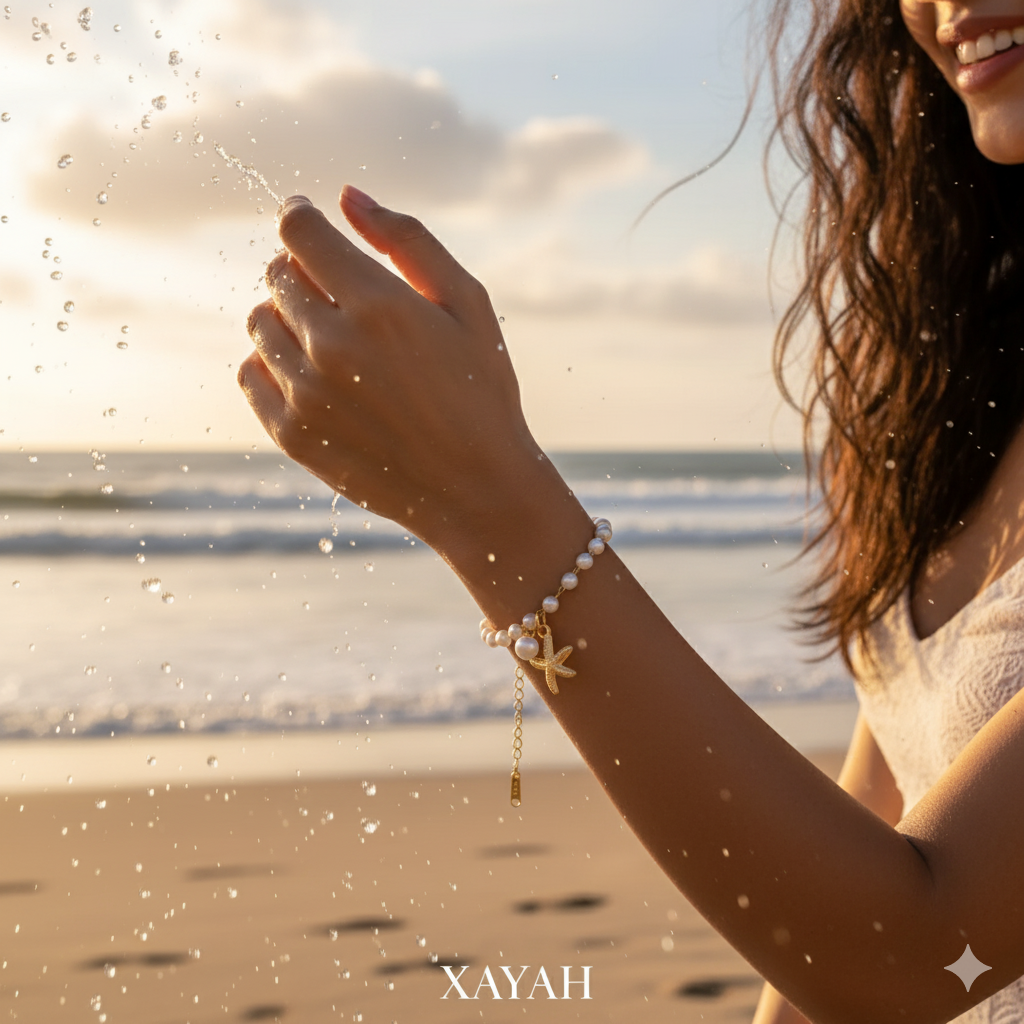 Serene Starfish Pearl Necklace & Bracelet - Coastal Elegance Fine Jewelry | Anti - Tarnish | Xayah