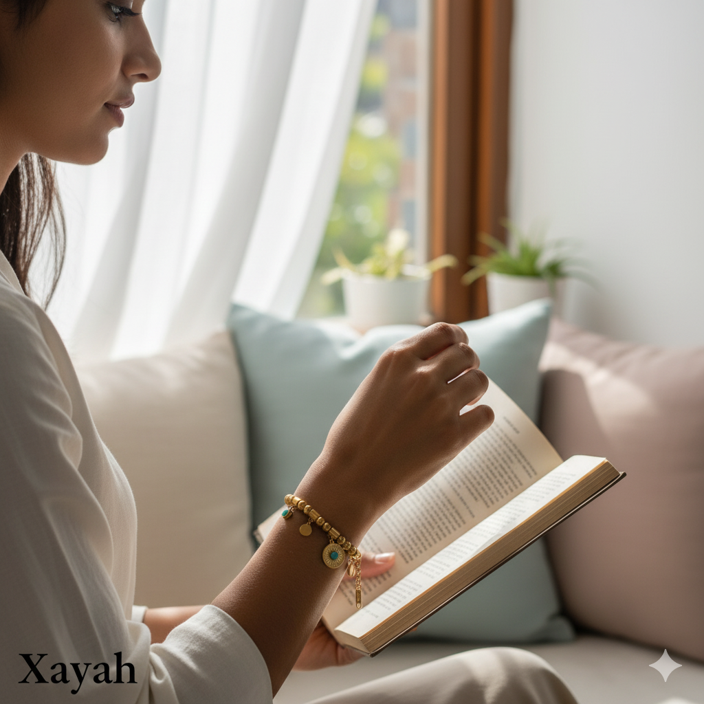 Aegean Glow Dainty Bracelet - Minimalist Gold & Turquoise Charm Bracelet | Anti - Tarnish | Xayah