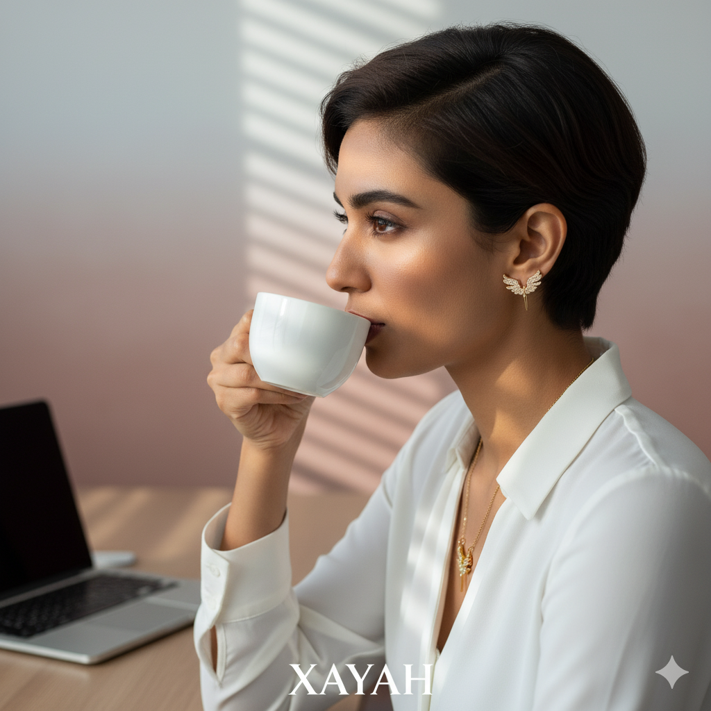 Athena's Winged Sparkle Set - Gold Crystal Necklace & Matching Earrings | Anti - Tarnish | Xayah