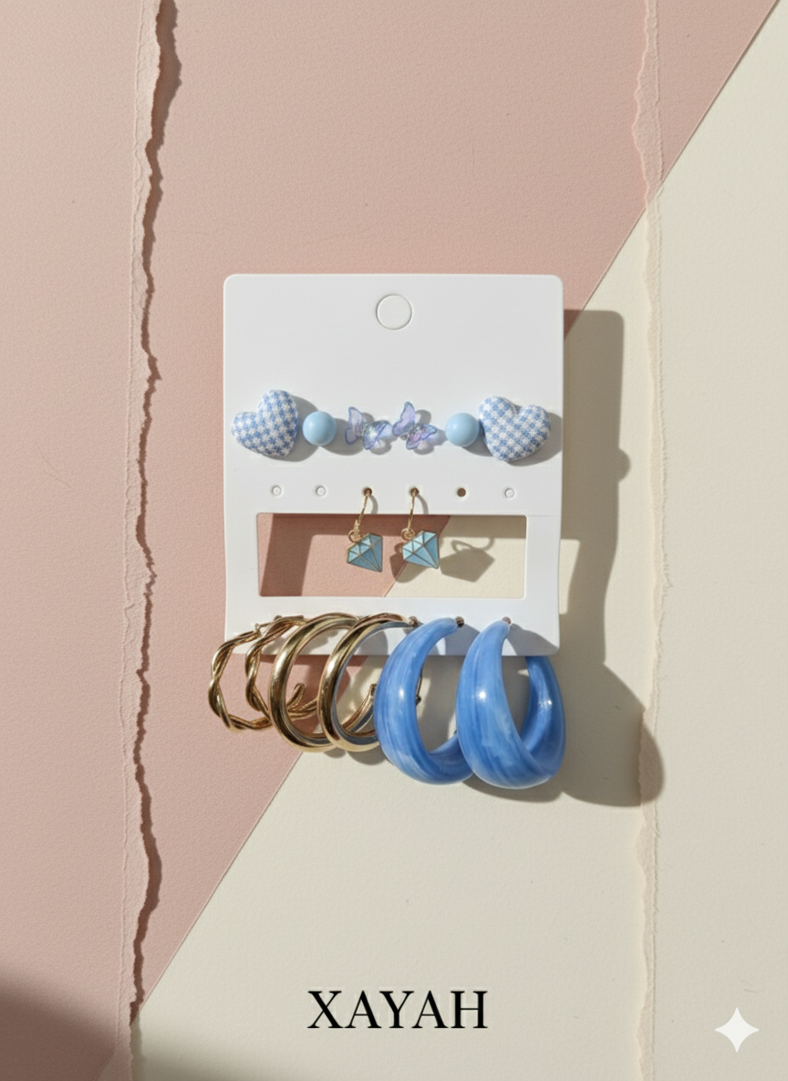 7 set of combo earrings| Azure Dreamer | Anti Tarnish | Xayah