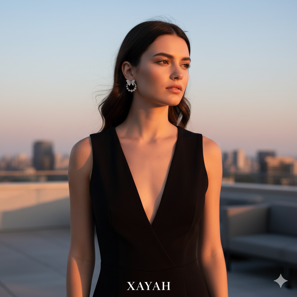 Aurora Butterfly Pearl Hoop Earrings | Xayah