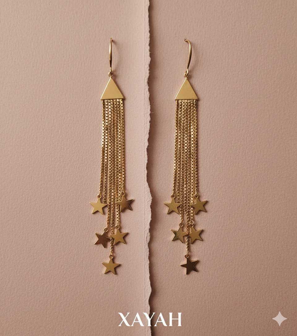 Golden Starfall Tassel Earrings | Anti - Tarnish | Xayah