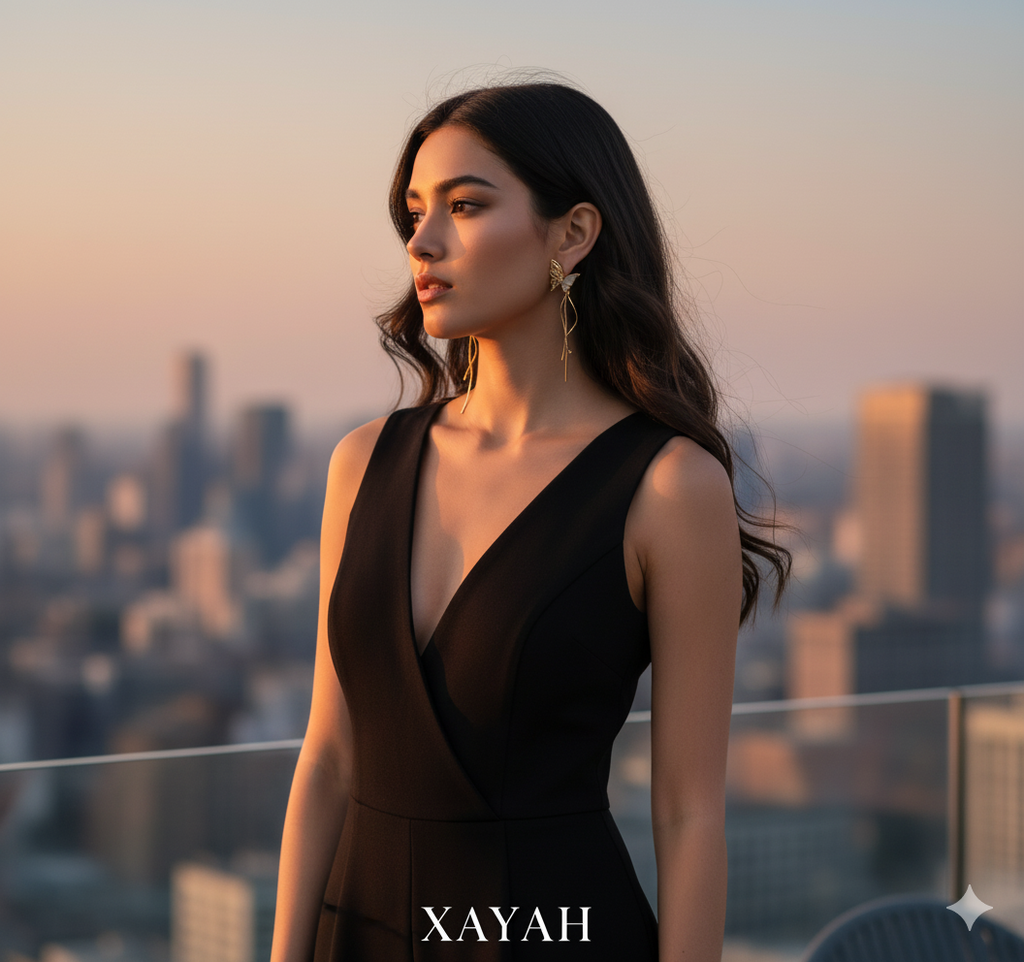 Golden Flutter Butterfly Drop Earrings | Anti - Tarnish | Xayah