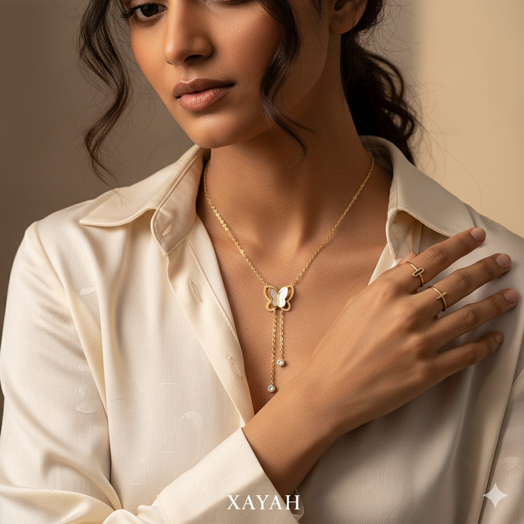Elegant Gold Butterfly Necklace - Minimalist Jewelry |Anti - Tarnish | Xayah