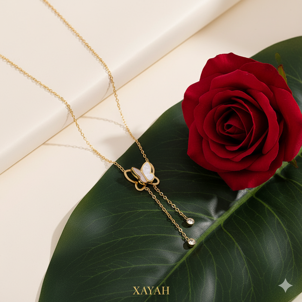 Elegant Gold Butterfly Necklace - Minimalist Jewelry |Anti - Tarnish | Xayah