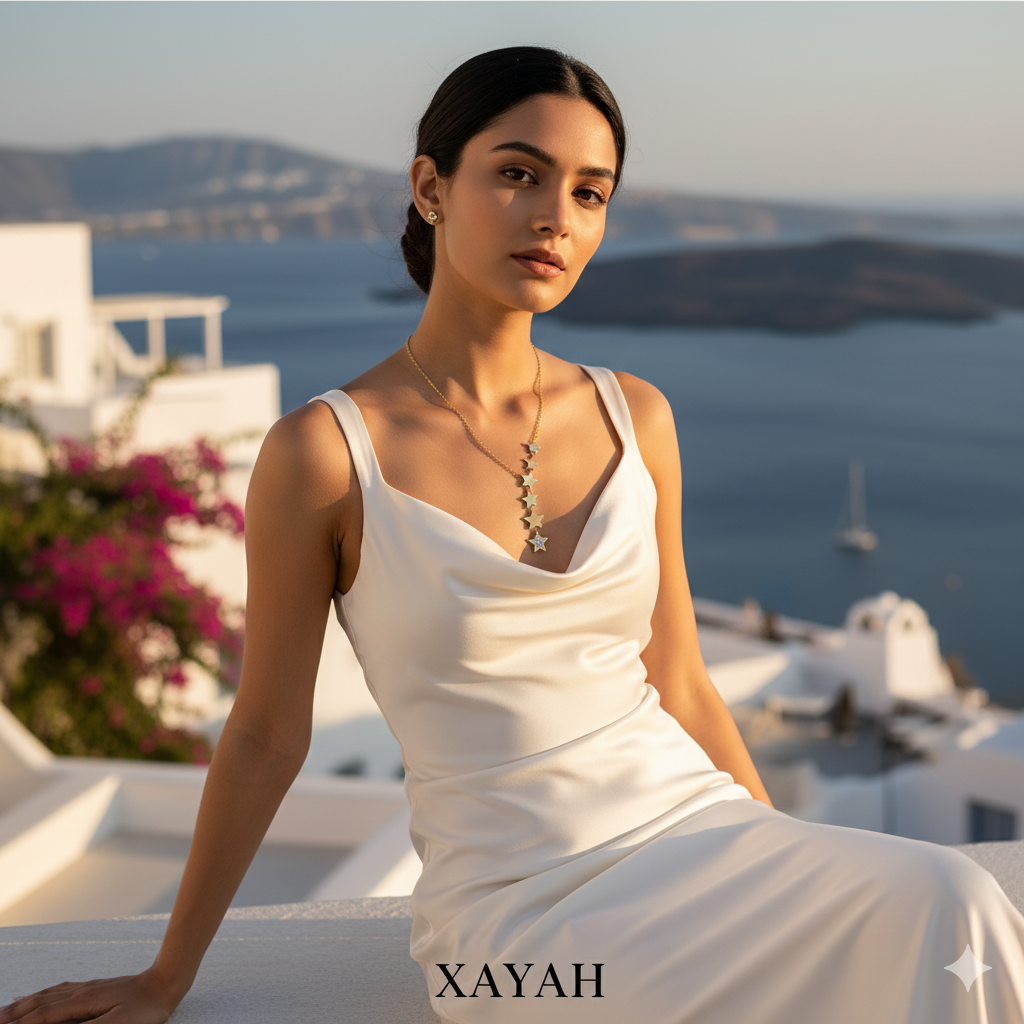 Starlight Trail' Gold Vermeil & Diamond Lariat Necklace | Anti - Tarnish | Xayah