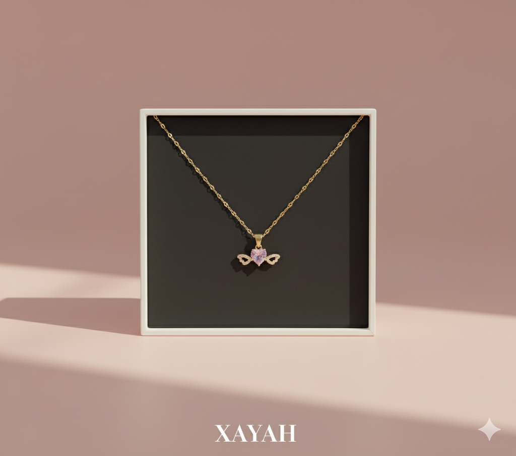 Angel's Embrace Pendant Necklace | Rose Quartz & Gold | Anti Tarnish | XAYAH