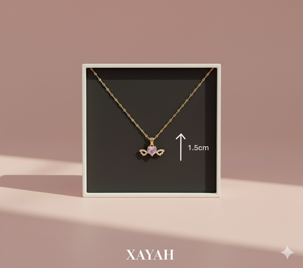 Angel's Embrace Pendant Necklace | Rose Quartz & Gold | Anti Tarnish | XAYAH