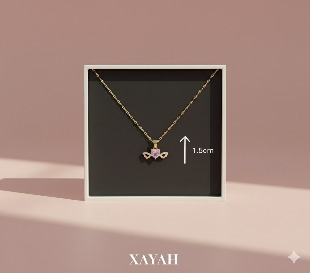 Angel's Embrace Pendant Necklace | Rose Quartz & Gold | Anti Tarnish | XAYAH