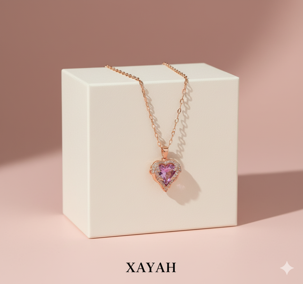 Mystic Heart Aura Crystal Necklace - Anti Tarnish Gold Vermeil | Xayah