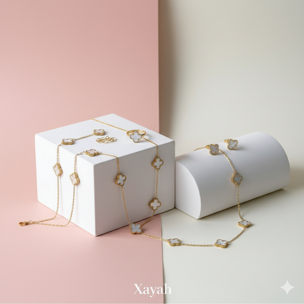 Golden Clover Minimalist Jewelry Set | Anti - Tarnish | Xayah